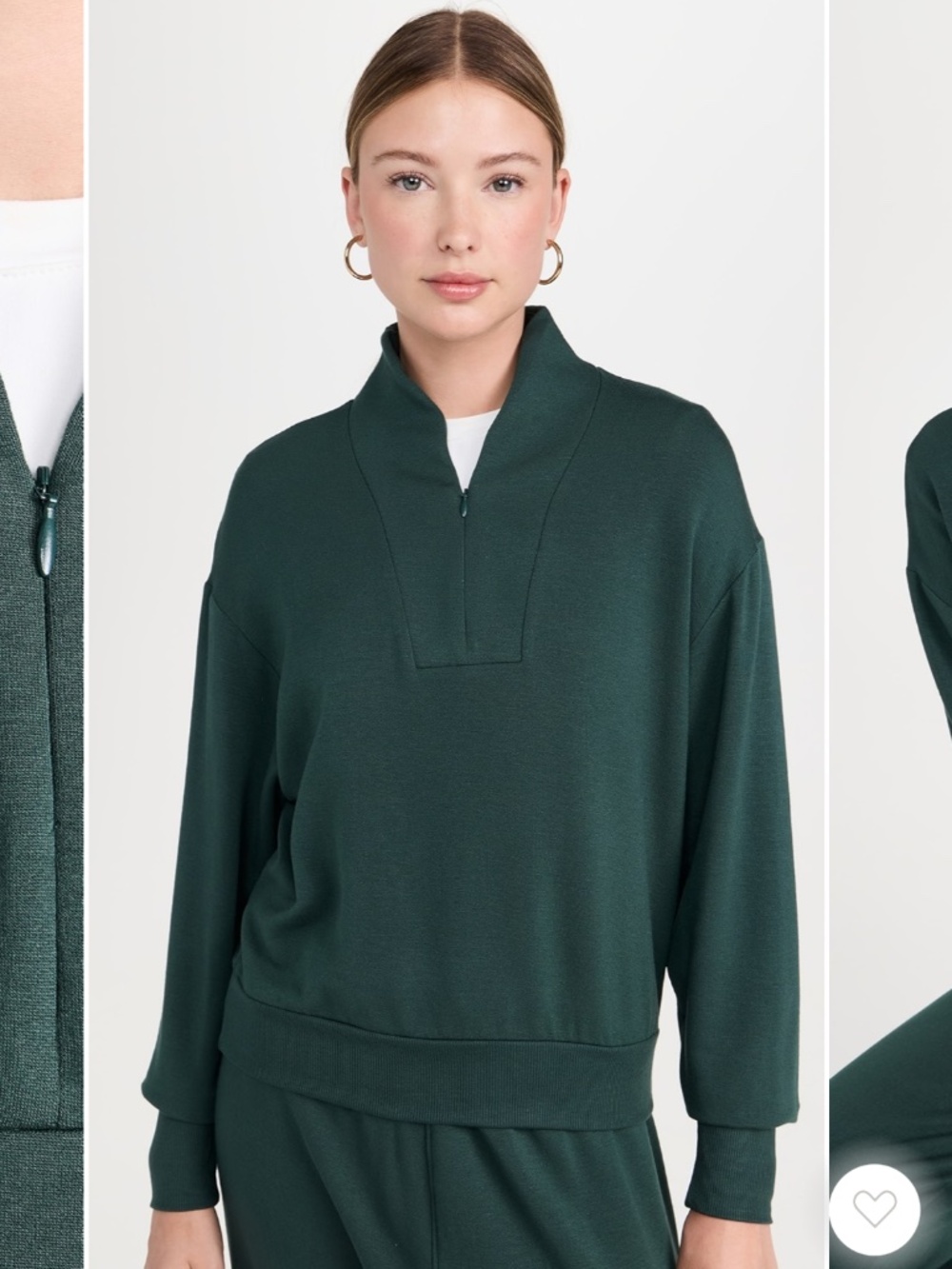 Splits59 Birdie Half Zip Light Weight Sweatshirt Deep Green Womens SZ M